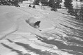 Kevin Leycraft carving powder at Lake Louise, Alberta, 1975-76.<br />From Dave Agnew's rare collection of skibike photos.