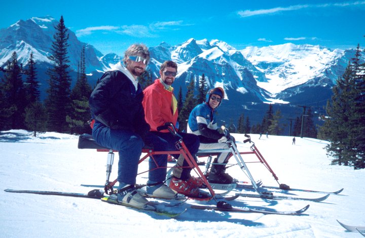 Jeff Nott, Ian Watson, Kevan Leycraft, Lake Louise, Alberta. Spring, 1991.
