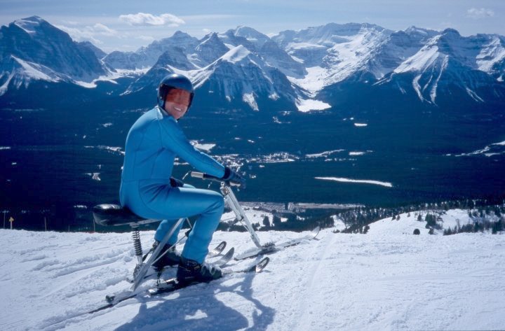 It's straight down to the parking lot. Kevan Leycraft, <br />Lake Louise, Alberta. April, 2000.