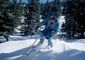 Kevan Leycraft in fresh snow with a really solid base! Lake Louise, April, 2000.