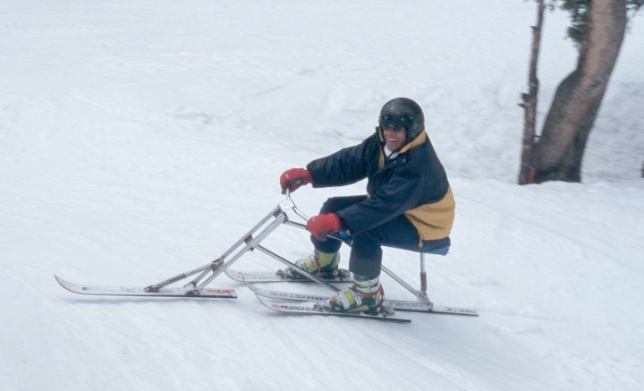Doug Ritchie having a good day, Lake Louise, Alberta. April, 2000.