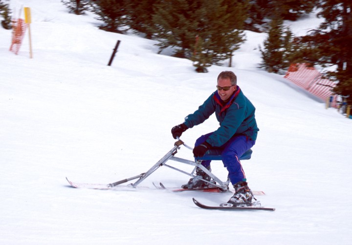 Hey Ed!!...are those skis crossed up again? Lake Louise, Alberta. April, 2002.