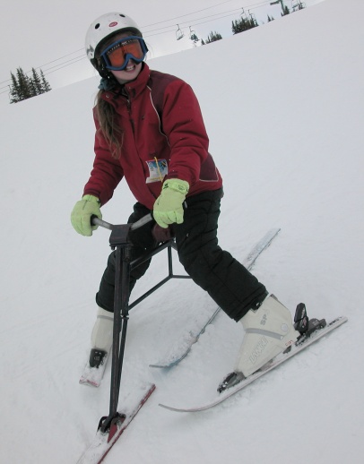 Alexis skibiking at Sunshine, Alberta. May, 2003.