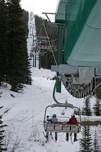 Then the safety bar is lowered for another enjoyable ride to the top. <br />Riding up a chairlift with a skibike has never been easier.